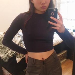 Textured Cropped Mock Turtleneck